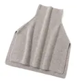 Premium soft grey ribbed knit high-neck wool cape, stylish sleeveless poncho style - Oatmeal
