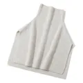 Elegant cream ribbed knit turtleneck wool poncho shawl with stylish side split design - Ivory