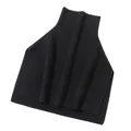 Elegant black ribbed knit turtleneck poncho scarf featuring stylish side slits for women - Obsidian Black