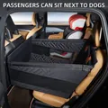 Detail view of a black quilted car pet seat cover showing half-seat dog box configuration - Car Basket Style / 72*56*55CM / Black
