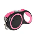 Automatic retractable dog leash in black and pink with ergonomic handle and metal hook - Style 002 / 5M (50kg) / Pink