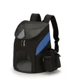 Detalle de la mochila para mascotas negra y azul transpirable con ventanas de malla - S / Negro Con Azul