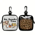 Détail montrant l'imprimé animé avant et la fenêtre arrière du sac à snacks pour animaux - Style Pet Snacks Time
