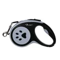 Durable 8m retractable dog walking leash in black and grey with paw print design - Paw Print Pattern / 5M (15kg) / Black