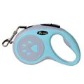 Light blue automatic retractable pet dog leash with 8m high tensile durable traction rope - Paw Print Pattern / 5M (15kg) / Lake Blue