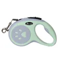 Professional automatic retractable dog leash pet traction rope in mint green color - Paw Print Pattern / 5M (15kg) / Green