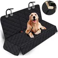 Housse de siège auto matelassée noire imperméable pour chien avec laisse de sécurité - Régulier (Bord Noir)