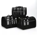 Set of black breathable mesh portable pet carrier bags for cats and dogs with reflective strips - Black