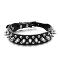 Collier pour animaux punk en cuir PU noir avec pointes et rivets argentés pour chiens - Collier ras-du-cou / M: 2,5*42CM / Noir