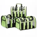 Portable breathable pet carrier bag in green and black for cats and small dogs - Green / S (35x24x22cm)