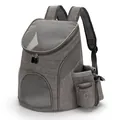 Mochila de transporte gris transpirable para gatos y perros con ventanas de malla - S / Gris