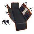 Housse de siège auto matelassée pour chien avec bordure orange et fenêtre filet - Style d'os