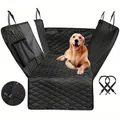 Couvre-siège auto pour chien noir imperméable avec fenêtre en maille et deux sangles - Style 07
