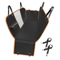 Housse de siège auto pour chien noire avec bordure orange et deux laisses sécurité - 06 orange edge
