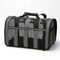 Portable breathable pet carrier bag for cats and dogs in gray and black mesh style - Gray