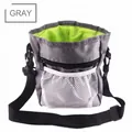 Sac à friandises gris pour animaux avec poche en filet, doublure vert fluo et sangle réglable - Gris