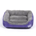 Panier carré en polaire violette pour chiens et chats, nid chaud et douillet pour l'hiver - Violet