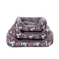 Lit rectangulaire douillet en polaire pour chiens et chats avec motif du drapeau anglais - Café Union Jack