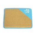 Tapis de refroidissement carré pour animaux avec bord bleu et motif de patte mignon - Bleu de Tapis d'Été