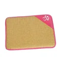 Tapis de refroidissement carré pour animaux avec bordure rose et surface en paille naturelle - Rose Rouge de Tapis d'Été