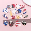 Detailed view of American baseball enamel charms for DIY jewelry making with scale ruler - Sports Baseball Series Set (SN1767) / 20 Styles Set