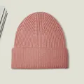 Warm thick pink wool knitted beanie hat for autumn and winter outdoor fashion style - One Size / Lotus root pink