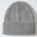 Dicke Rippstrick-Wollmütze in klassischem Grau für Damen und Herren im Winter outdoor - Einheitsgröße / Mittelgrau