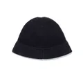 Solid black pure wool knitted bucket hat featuring a thick rib texture for winter warmth and style - One Size / Black
