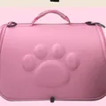Bolsa de transporte rosa de EVA para gatos y perros con diseño de huella en relieve - M (43X25X26cm) / Rosa Sakura