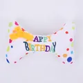Bone-shaped plush cat toy with colorful dots and happy birthday embroidery - Cat Pillow / White Polka Dot