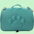 Bolsa de transporte transpirable de EVA para mascotas cian con diseño de huella en relieve - M (43X25X26cm) / Verde esmeralda