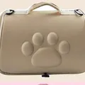 Bolso de transporte beige de EVA para mascotas con diseño de huella 3D para gatos y perros - M (43X25X26cm) / Champán dorado