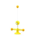 Interactive yellow spring cat toy with strong suction cup base and smiling emoji face - Yellow