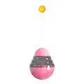 Pink tumbler cat toy food dispenser with interactive yellow ball for feline fun - Deep Pink