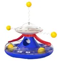 Interactive UFO tumbler track cat toy with spring balls and treat dispenser design - US Blue