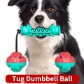 Jouet à mâcher durable pour chien avec corde pour le nettoyage des dents des mâcheurs. - Haltère A Balle / Rouge et Bleu