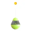 Interactive lime green cat tumbler toy with food dispenser and yellow teaser ball - Green