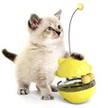 Interactive yellow cat tumbler toy with treat dispenser and teaser wand for kittens - Yellow