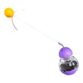 Interactieve paarse tuimelaar voerpuzzel voor katten met verende gele bal en stok - Kalebas Tuimelaar / Paars