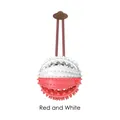 Rot-weißer robuster Gummiball für Hunde mit Seil zum Befüllen mit Leckerlis und Noppen - Stil A Glocke Quietschball / Rot Weiß