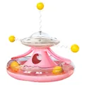 Interactive pink cat tumbler toy featuring tracking balls and food dispensing design - Pink