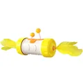 Interactive tumbler cat toy with yellow feathers and teaser balls for indoor cats - Yellow