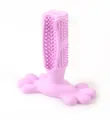 Duurzame roze siliconen hondentandenborstel kouspeeltje voor gebitsreiniging en spel - M: 126mm*125mm / Roze
