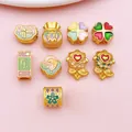 Detailed view of assorted gold alloy Chinese style charms for DIY jewelry bracelet making - Chinese Style Matte Gold Large Hole Beads Set (SN1823) / Set of 10 Assorted Styles