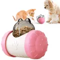 Jouet interactif culbuto distributeur de croquettes rose et blanc pour chiens et chats - Rose
