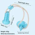 Hundespielzeug mit Saugnapf für aggressive Kauer in Hellblau mit Maßangaben - Taschenlampenform (Taschenlampe Hühnerkeule) / Mit Saugnapf und Seil / Blau