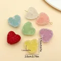 Detailed size dimensions of colorful frosted heart-shaped sugar beads for DIY craft projects - 9 Color Mix (BE04) / 10 Pieces Pack