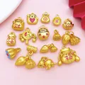 Variety of gold-toned alloy charms like lucky cats and lotus pods for DIY jewelry making. - Money Bag Lucky Pendant Set (SN1819)