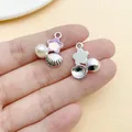Schimmernder lila Stern und Muschelanhänger mit Perle für DIY-Schmuckherstellung - 1 Stück (20x15x7.5mm) / Irisierende Lila Muschel (28438)