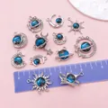 Detailopname van sterrenstelsel hangers van legering met strass en liniaal. - Sterrenmaan Serie (SN1794) / Set van 12 / Iriserende sterrenhemel